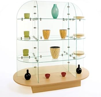 Large Glass Merchandiser with Wood Oval Base - 1