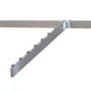 Close-up detail of the 7-cube waterfall arm for rectangular tubing, showing metal construction and cube pegs used to display garments face-first on commercial display racks.