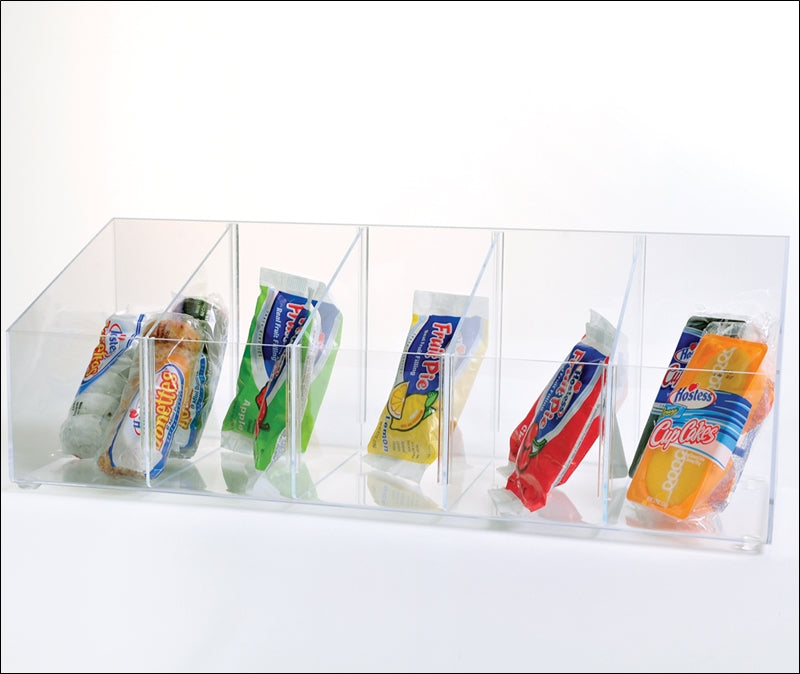 Acrylic Angled Bins with Adjustable Dividers - Multi-Sizes - 1
