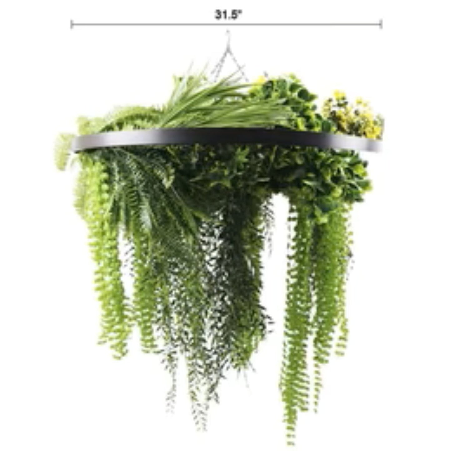 artificial fern hanging décor in black frame