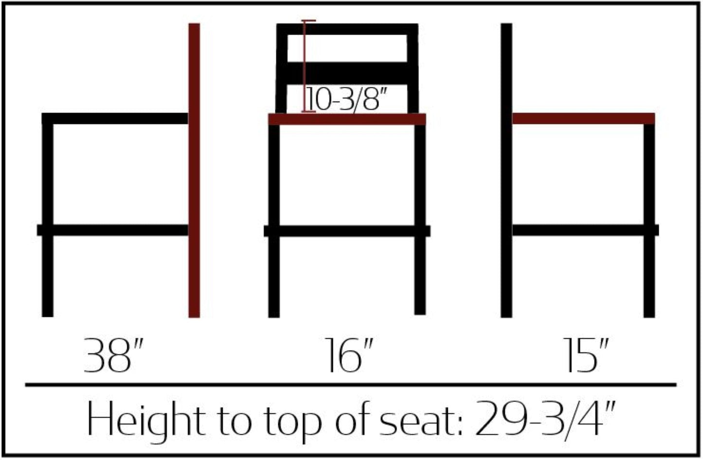 dimensions for Contemporary black steel outdoor barstool with lower back design and tubular frame