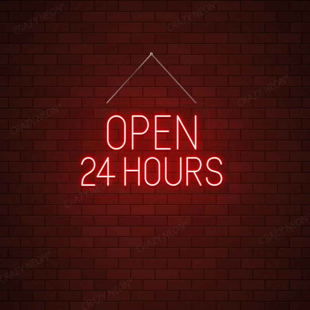 open 24 hours sign LED wall light for restaurant or café storefront