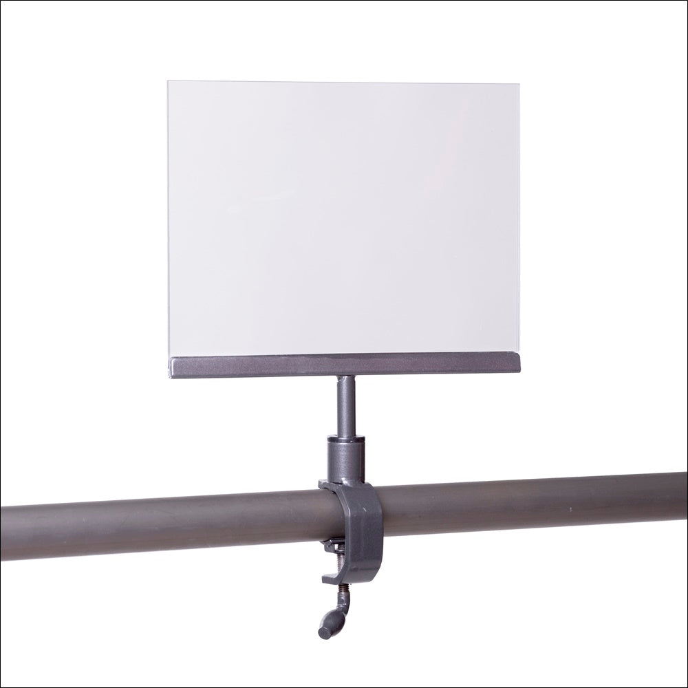 Acrylic Sign Holder on Pipe C-Clamp 5 x 7 - 1