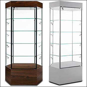 Stretched Hexagon Euro Tower Showcase - Multiple Finish Options - 1