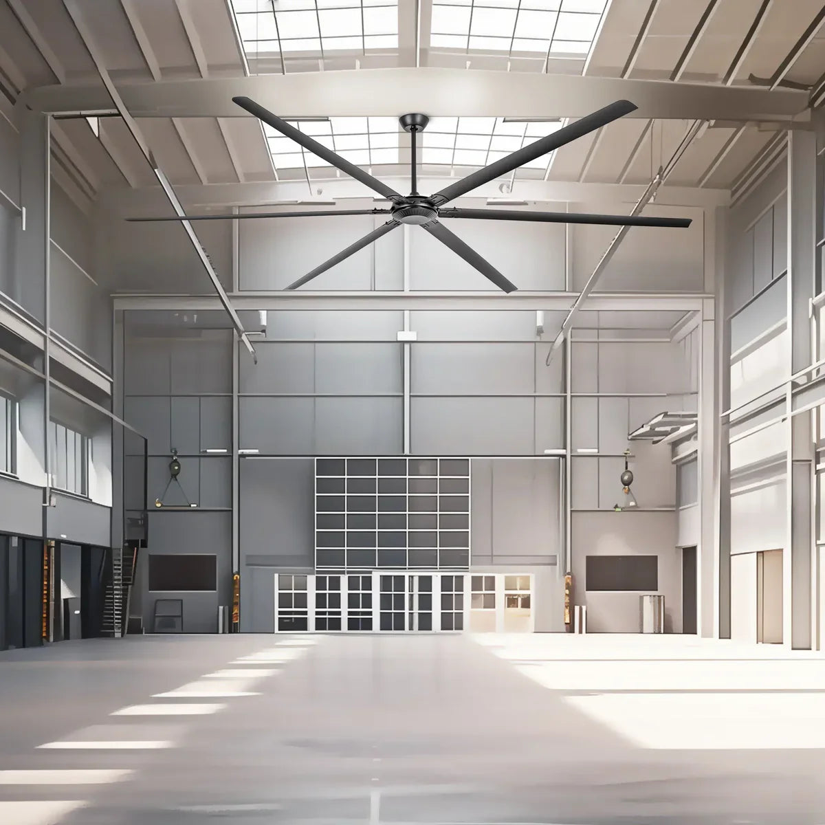Extra-large 120-inch black ceiling fan with quiet DC motor ideal for event halls and dining venues