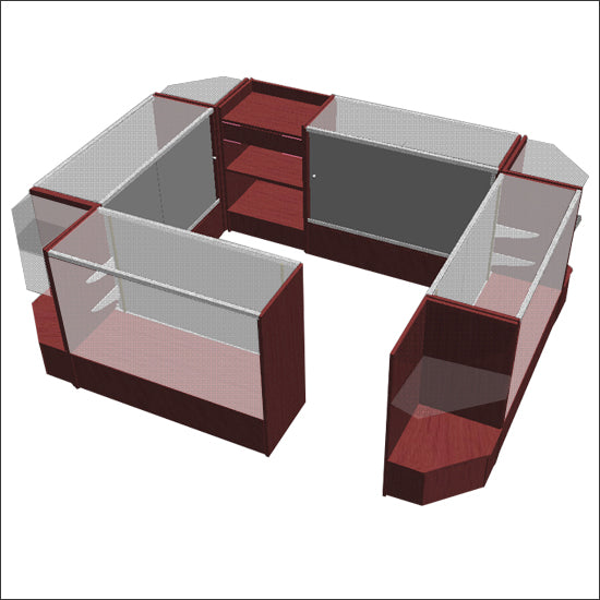 Economy Kiosk - Smaller Sized 9 Unit Enclosure in Cherry - 1