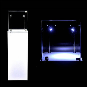 Economy Museum Pedestal Showcase - White Finish - 1