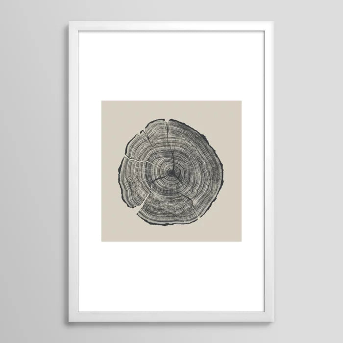 Hand-Drawn Oak art print by Dan Hobday in white frame offering clean, modern contrast to natural oak sketch design.