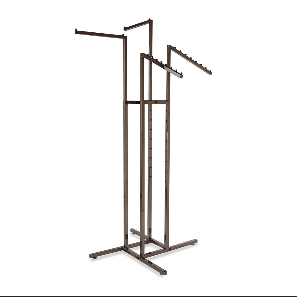 4-Way Rack w/ 2 Square Tubing Straight Arms and 2 Slant Arms - Raw Steel - 1