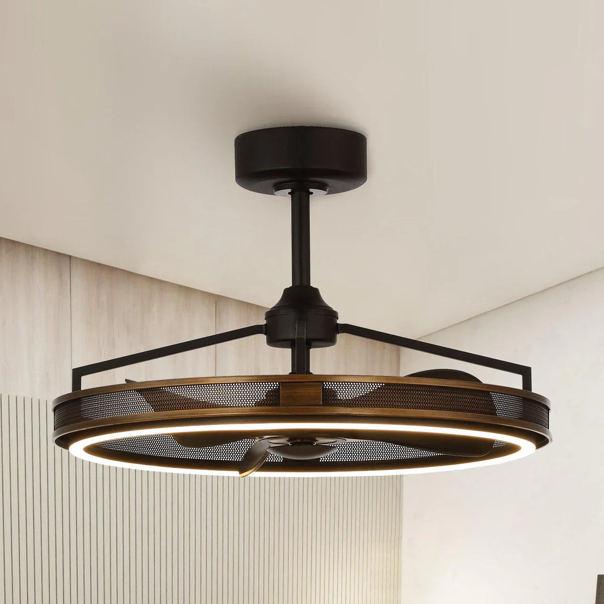 27-inch ceiling fan with 40W LED light strip and remote control for stylish interiors