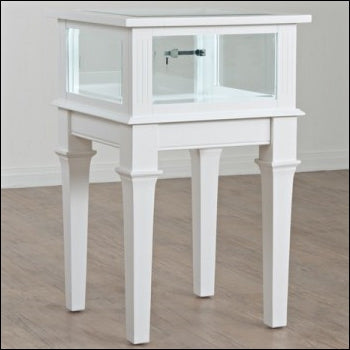 Vintage Stand Showcase with Lock - Antique White - 1