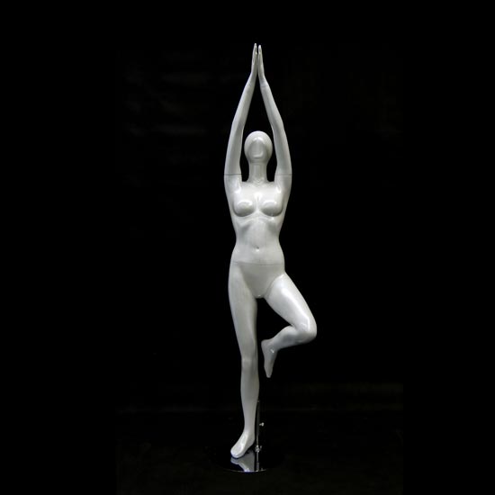 White Yoga Mannequin Display - Tree Hands In Air Pose - 1