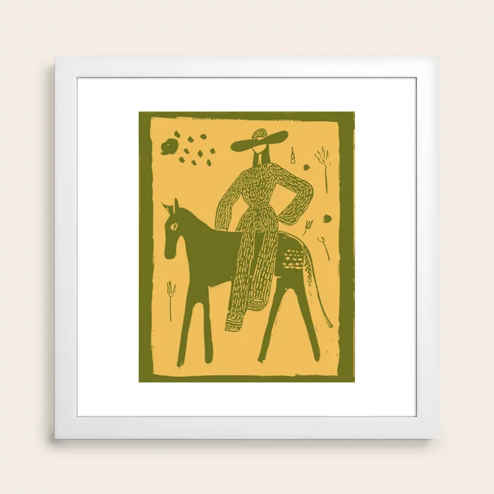 Yes Olive artwork in white frame, clean modern wall décor for cafés, bars, and hospitality interiors
