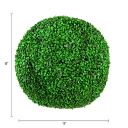 Premium Faux Boxwood Topiary Balls – Set of 2 (11") UV Resistant Decorative Spheres