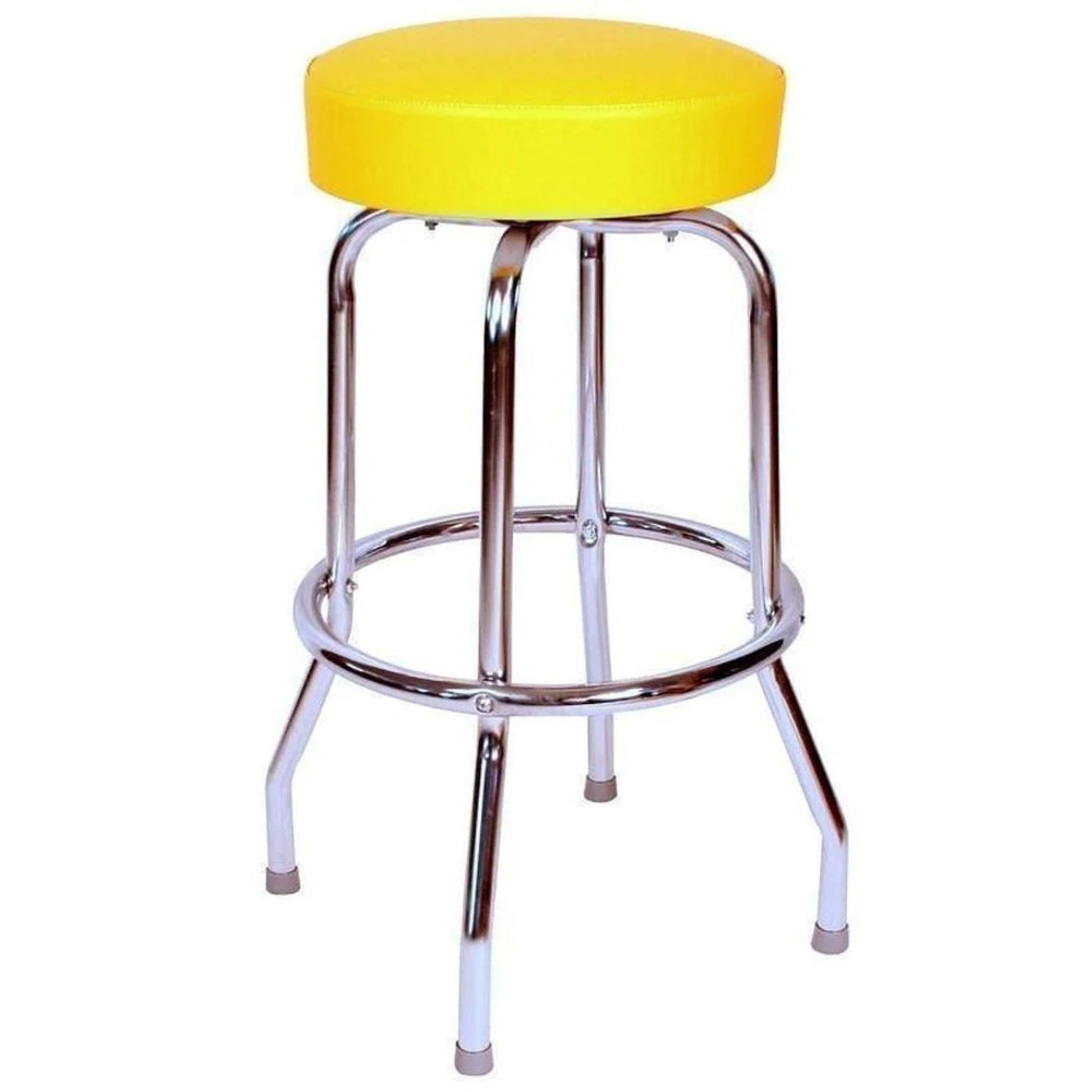 Single-Ring Swivel Bar Stool with Round Upholstered Seat