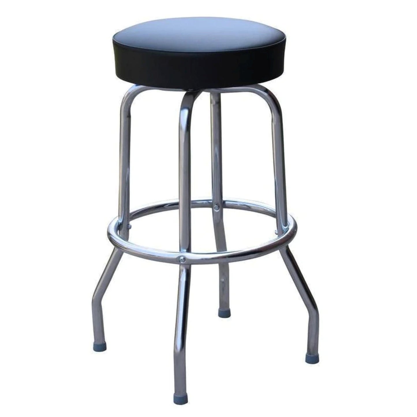 Single-Ring Swivel Bar Stool with Round Upholstered Seat