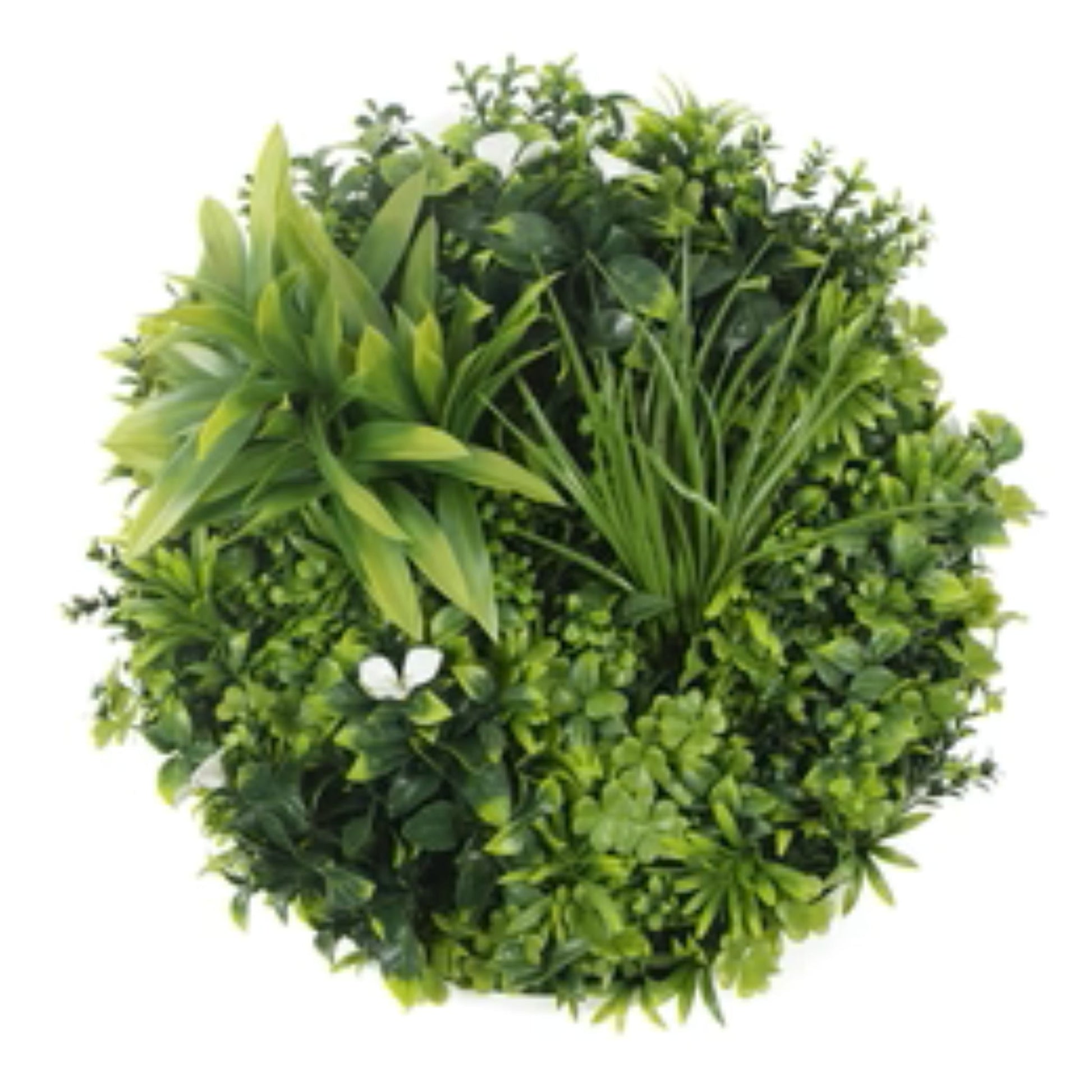 20-inch white frame artificial green wall circle