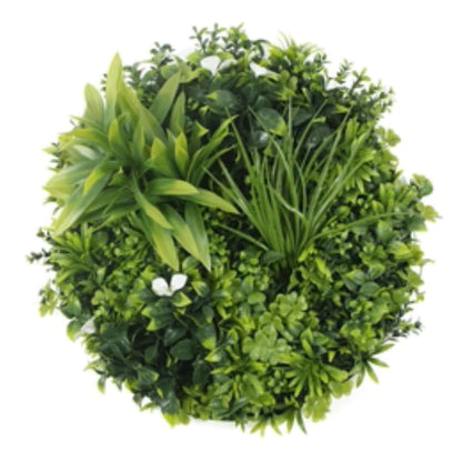20-inch white frame artificial green wall circle