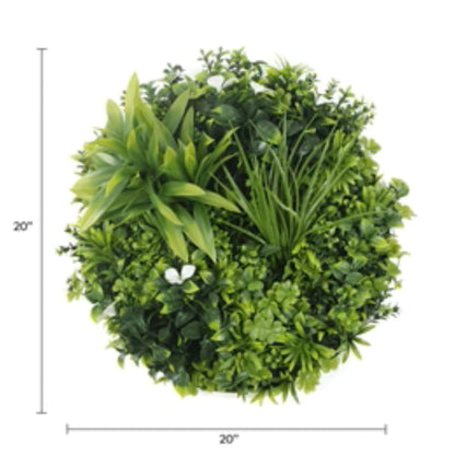 20-inch white frame artificial green wall circle with dimensions