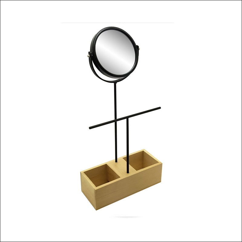 Mirror Necklace Wire and Wooden Display - 1