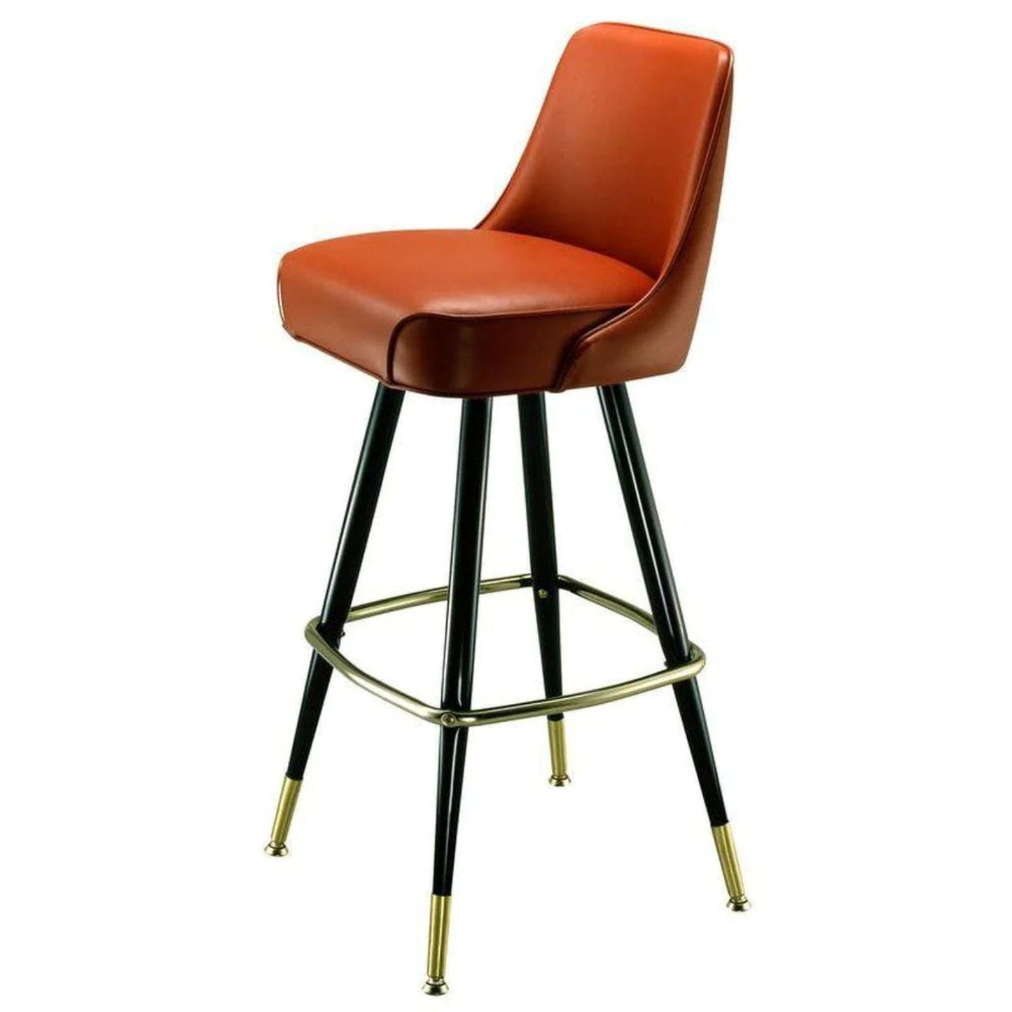 Commercial bar stool with metal leg base and padded seat