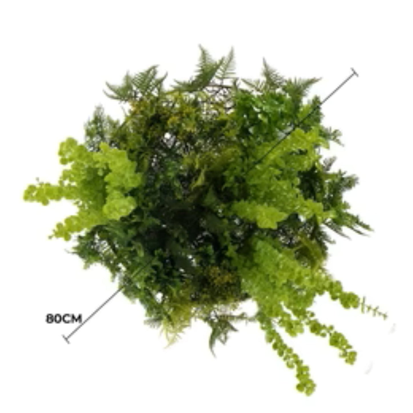 UV-resistant greenery wall disc with cascading foliage