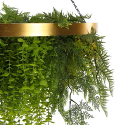 luxury artificial green wall décor with gold frame