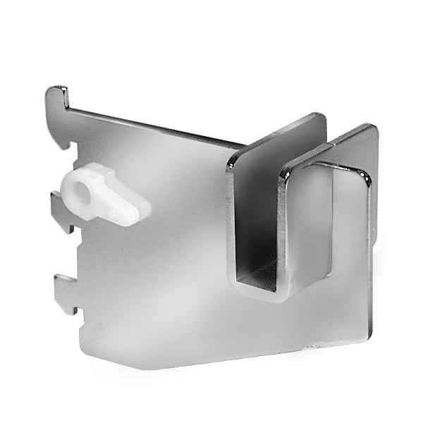 Angled view of a 3-inch rectangular tubing holder showing the saddle opening and metal construction available in raw steel, chrome, or black finishes.