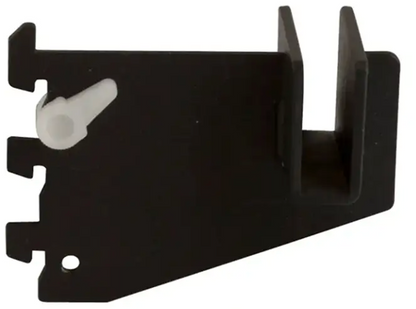 Close-up detail of the 3-inch rectangular tubing holder’s saddle section, highlighting the durable metal finish designed for supporting rectangular display tubing.