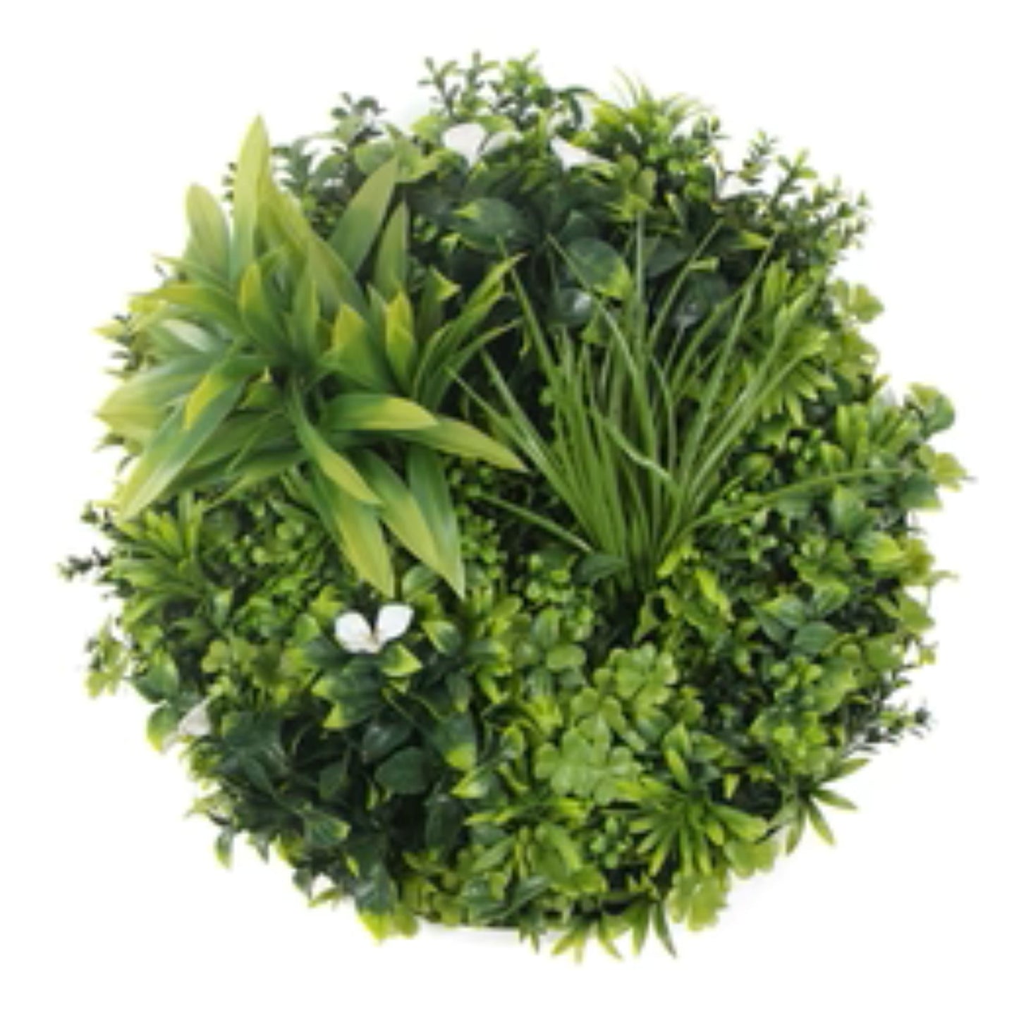 40-inch UV-resistant green wall art with white flowers