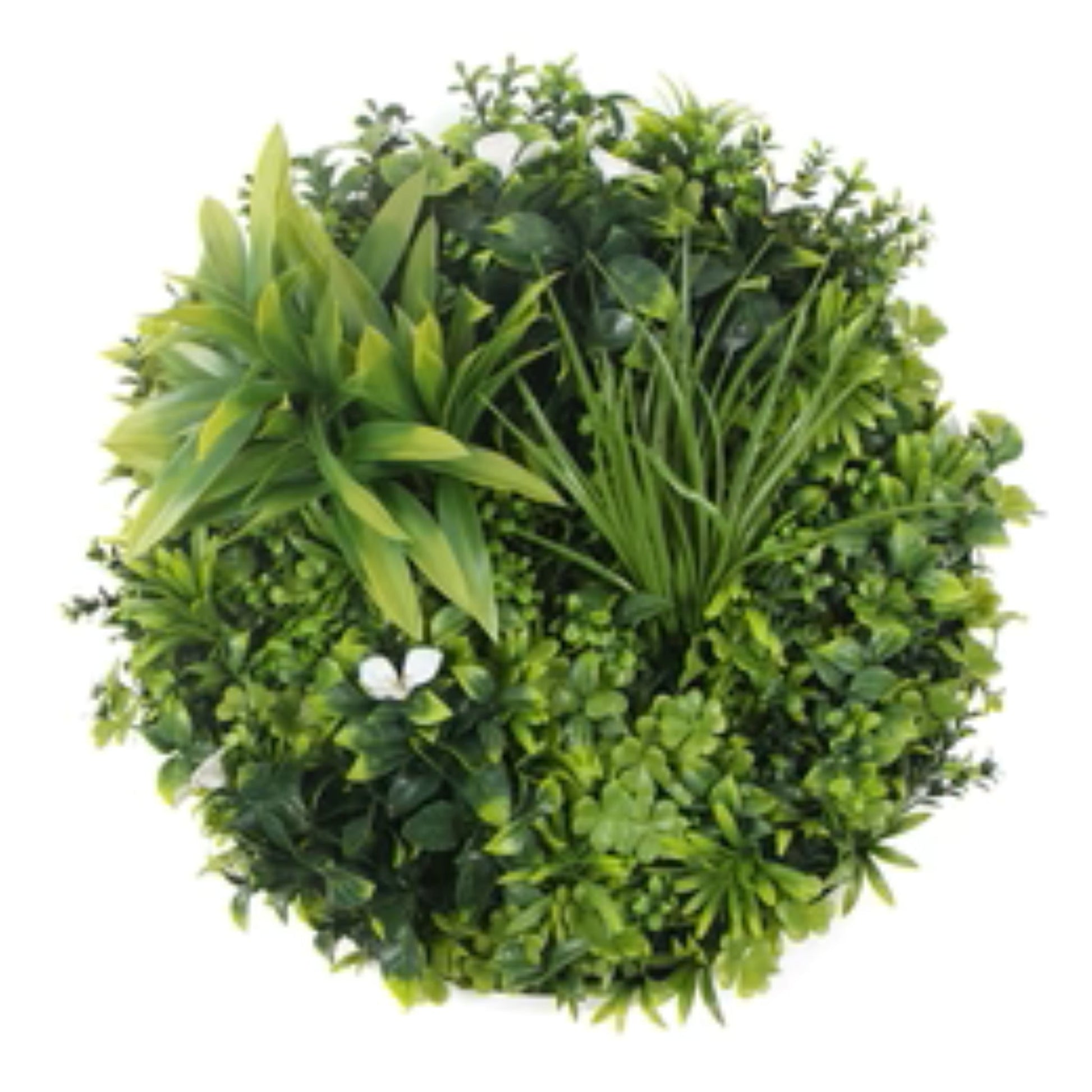 40-inch UV-resistant green wall art with white flowers