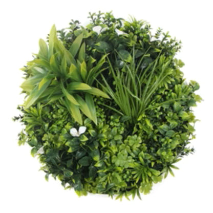 40-inch UV-resistant green wall art with white flowers