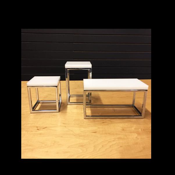 White Tops for Chrome Open Cube Risers - 1