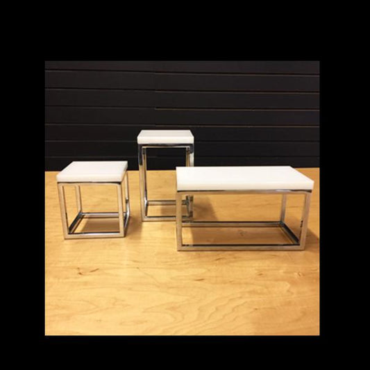 White Tops for Chrome Open Cube Risers - 1