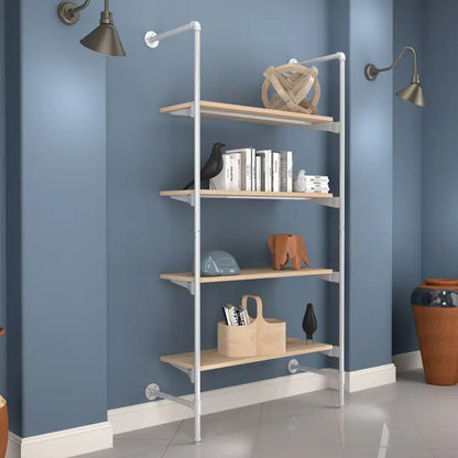 Raw Oak finish option showing a natural light woodgrain melamine surface used for Pipeline display shelves mounted on wall