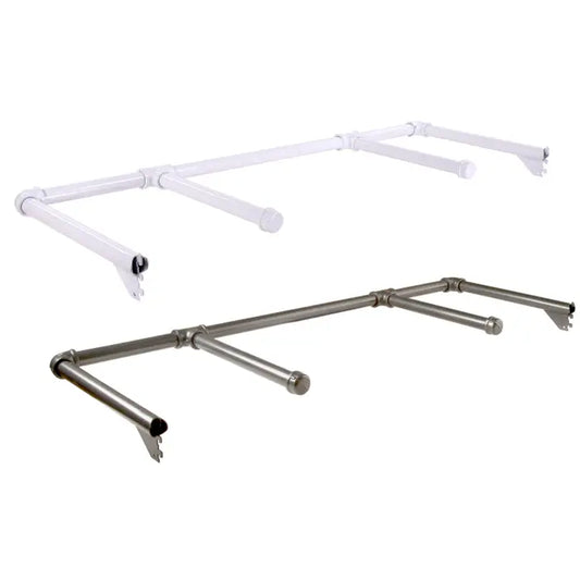 Image showing the Pipeline 48-inch double faceout in both available finishes, Gloss White and Anthracite Grey, displayed side by side for color comparison.