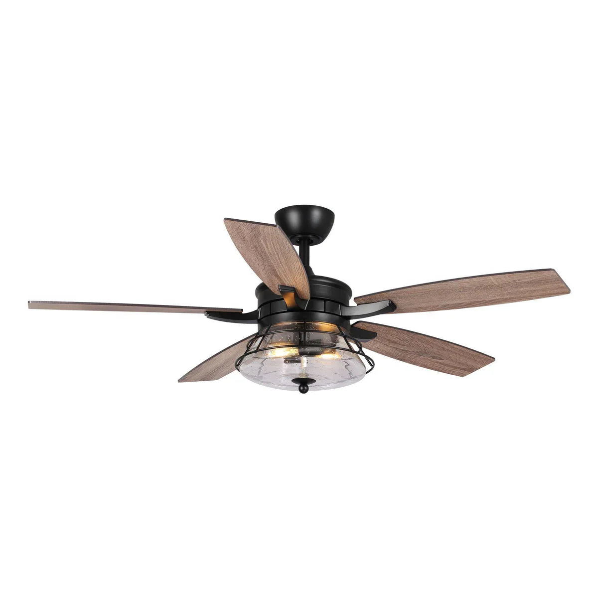 52-Inch Industrial Ceiling Fan with Lighting and Remote Control – Downrod Mount Design with Reversible Blades