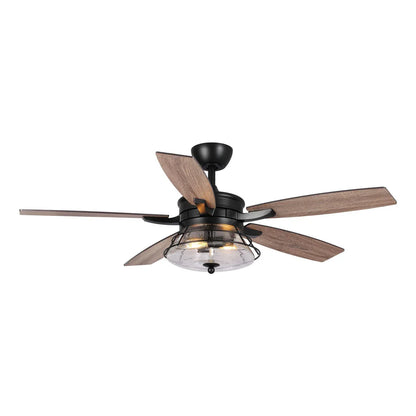 52-Inch Industrial Ceiling Fan with Lighting and Remote Control – Downrod Mount Design with Reversible Blades