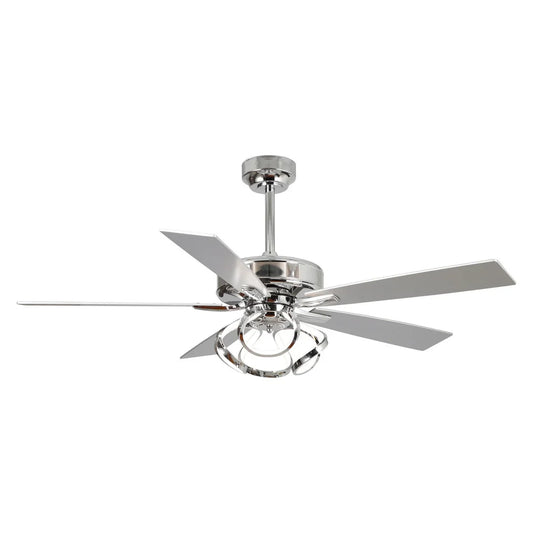 Modern 5-blade ceiling fan with reversible silver and dark brown blades