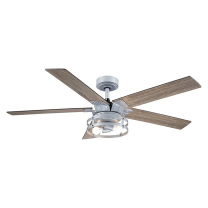 52-Inch Industrial Ceiling Fan with Lighting and Remote Control – Reversible Blades and Downrod Mount for Modern Interiors