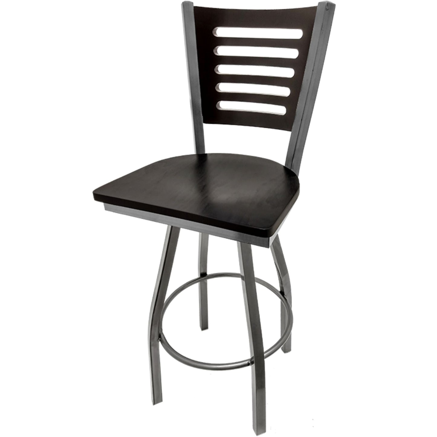 Black stain wood back barstool with black stain wood seat