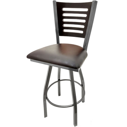 Black stain wood back barstool with espresso vinyl seat