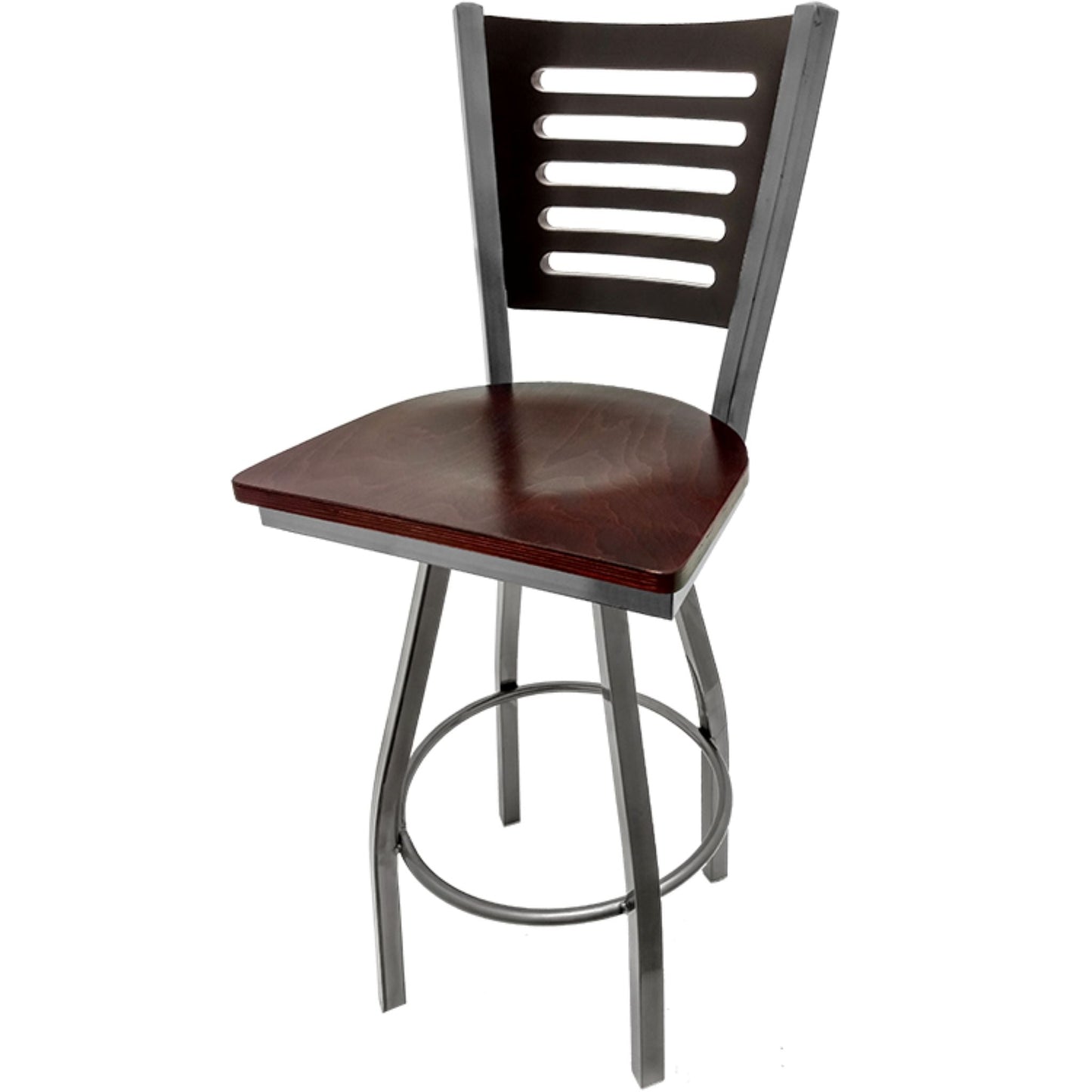Black stain wood back barstool with mahogany wood seat