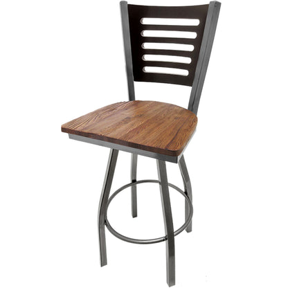 Black stain wood back barstool with reclaimed wood seat