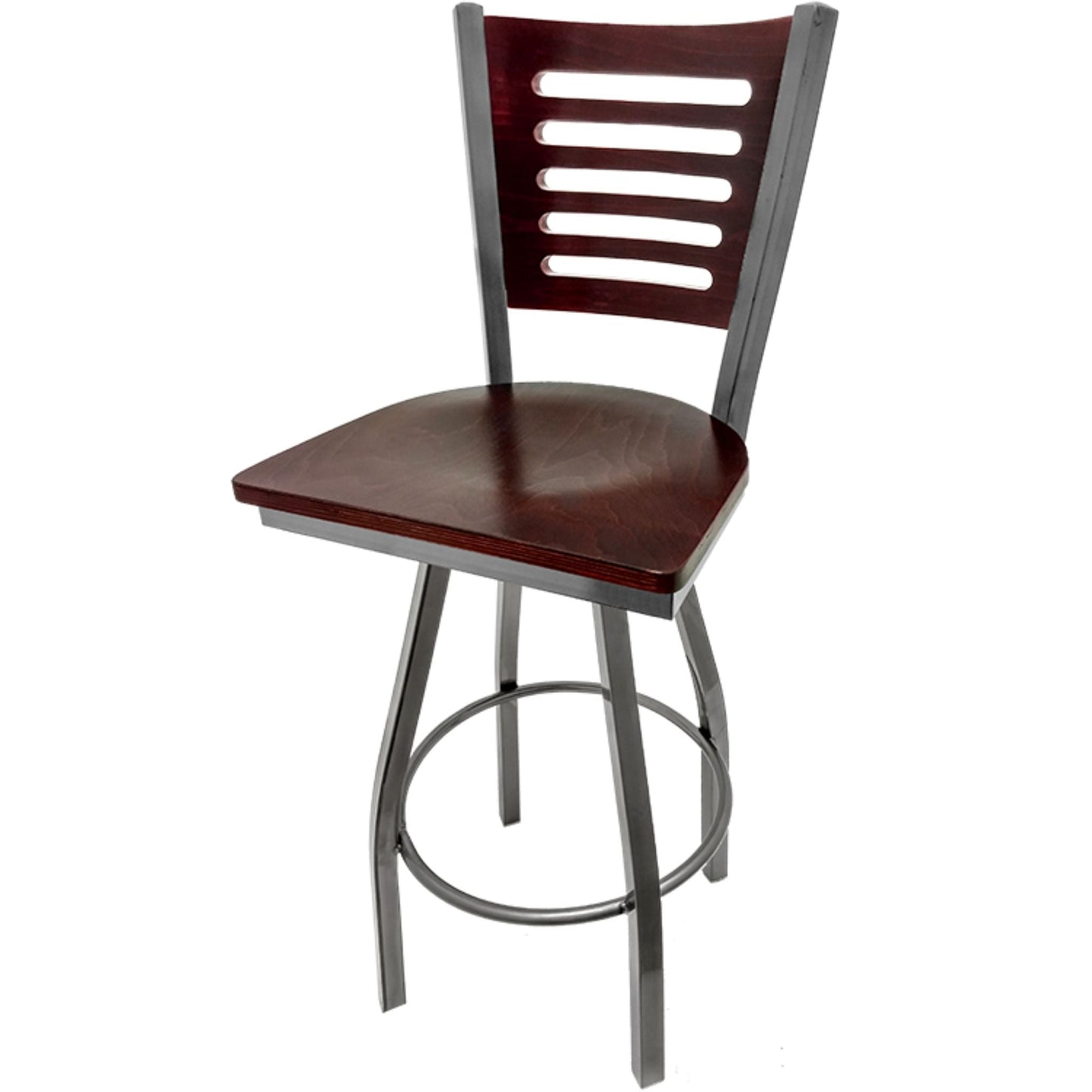 Mahogany wood back barstool with mahogany wood seat