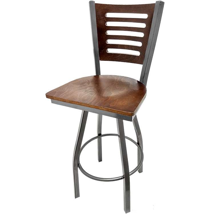 Walnut wood back barstool with walnut wood seat