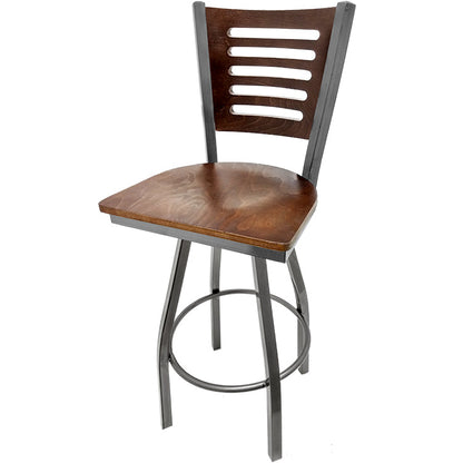 Walnut wood back barstool with walnut wood seat