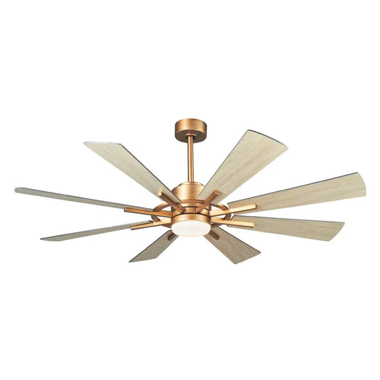 60-inch golden windmill ceiling fan with LED light and remote control for upscale restaurants or lounges