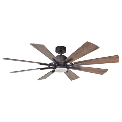 60-inch oil-rubbed bronze windmill ceiling fan with LED light and remote control for rustic dining spaces