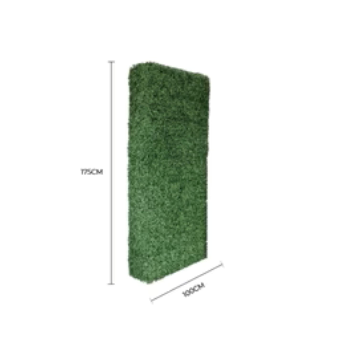UV-resistant boxwood hedge panel for outdoor use with dimensions